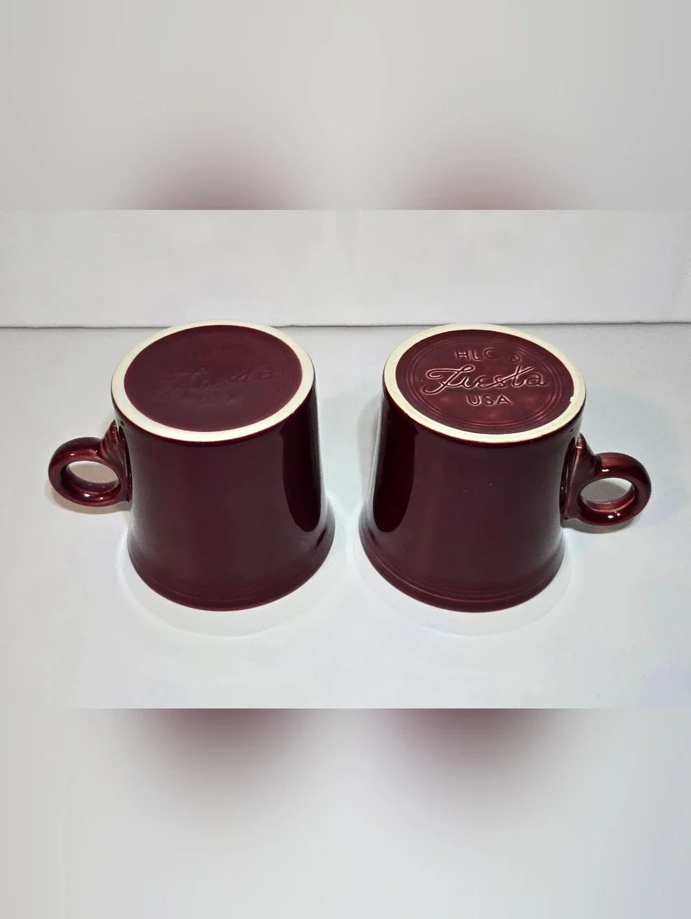 HLC Fiesta Cinnabar O-Ring Mug Set of 4 Retired Ceramic Fiestaware Cups
